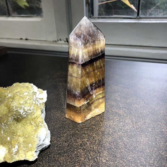 Fluorite Energy Trio: Green, Yellow, & Purple Banded Crystals for Calm & Energy - Picture 4 of 11